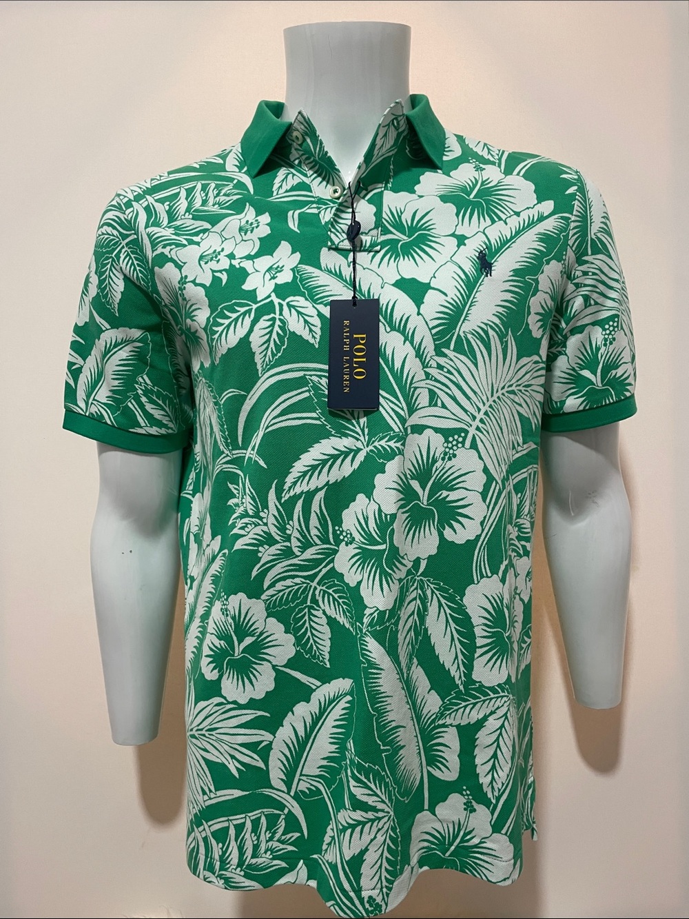 Polo by Ralph Lauren Green and White Tropical Floral Polo